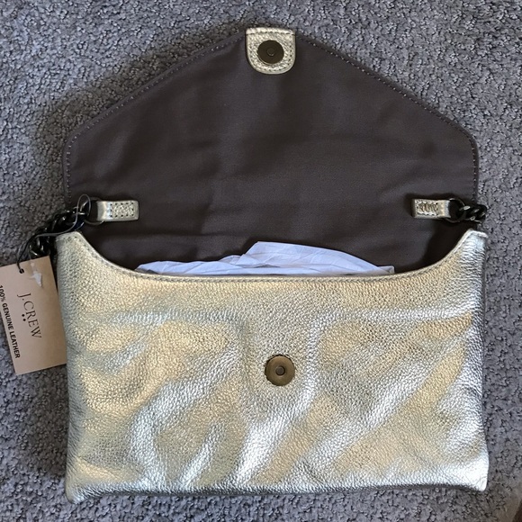🌸 J. Crew Leather Envelope Bag / Clutch in Gold - Picture 4 of 12